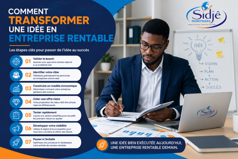 COMMENT TRANSFORMER UNE IDEE EN ENTREPRISE RENTABLE ?